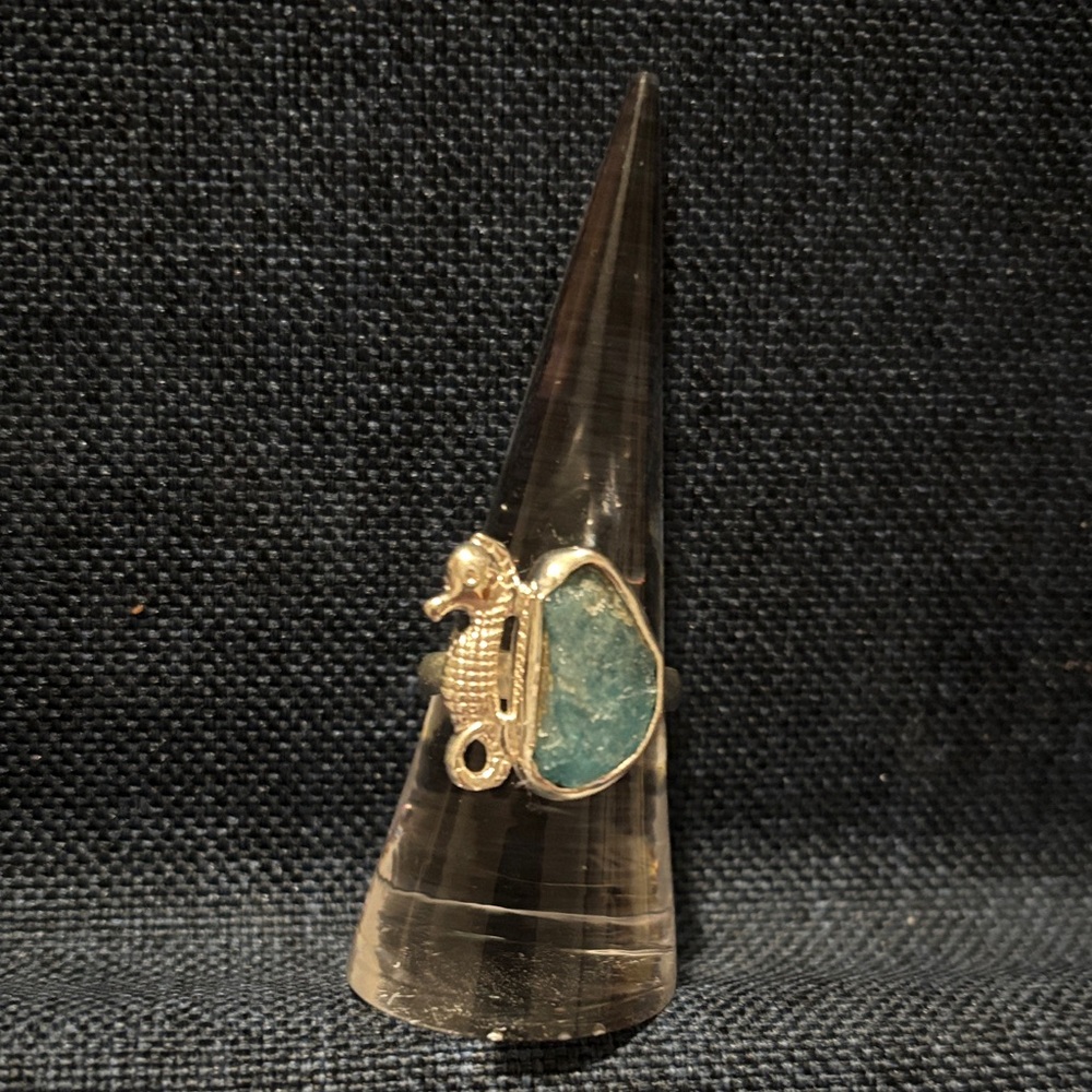 Sterling Silver and Blue apatite Ring size 8 NEW